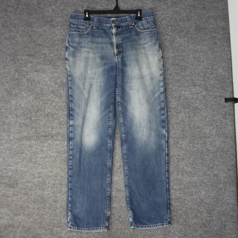 VTG LL Bean Flannel Lined Jeans Mens 32x32 Blue‎ Classic Fit 505661 Distressed